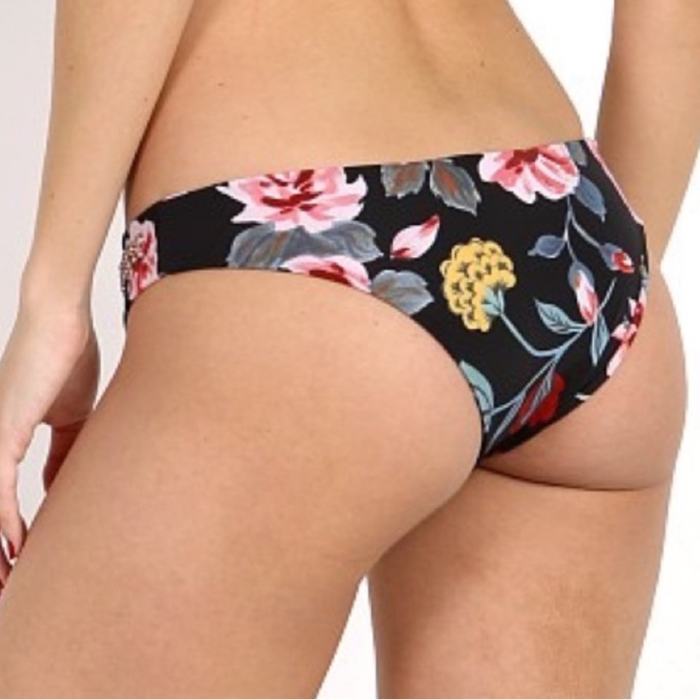BEACH RIOT Stud Bikini Bottom Tough Love Black Floral Multicolor Sz Medium